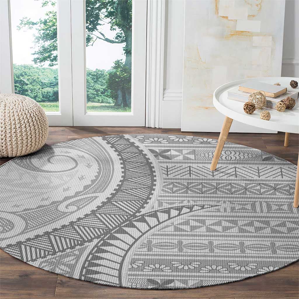 Tokelau White Sunday Round Carpet Lotu Tamaiti Ngatu Tokelau Feletoa Manulua LT9 - Polynesian Pride