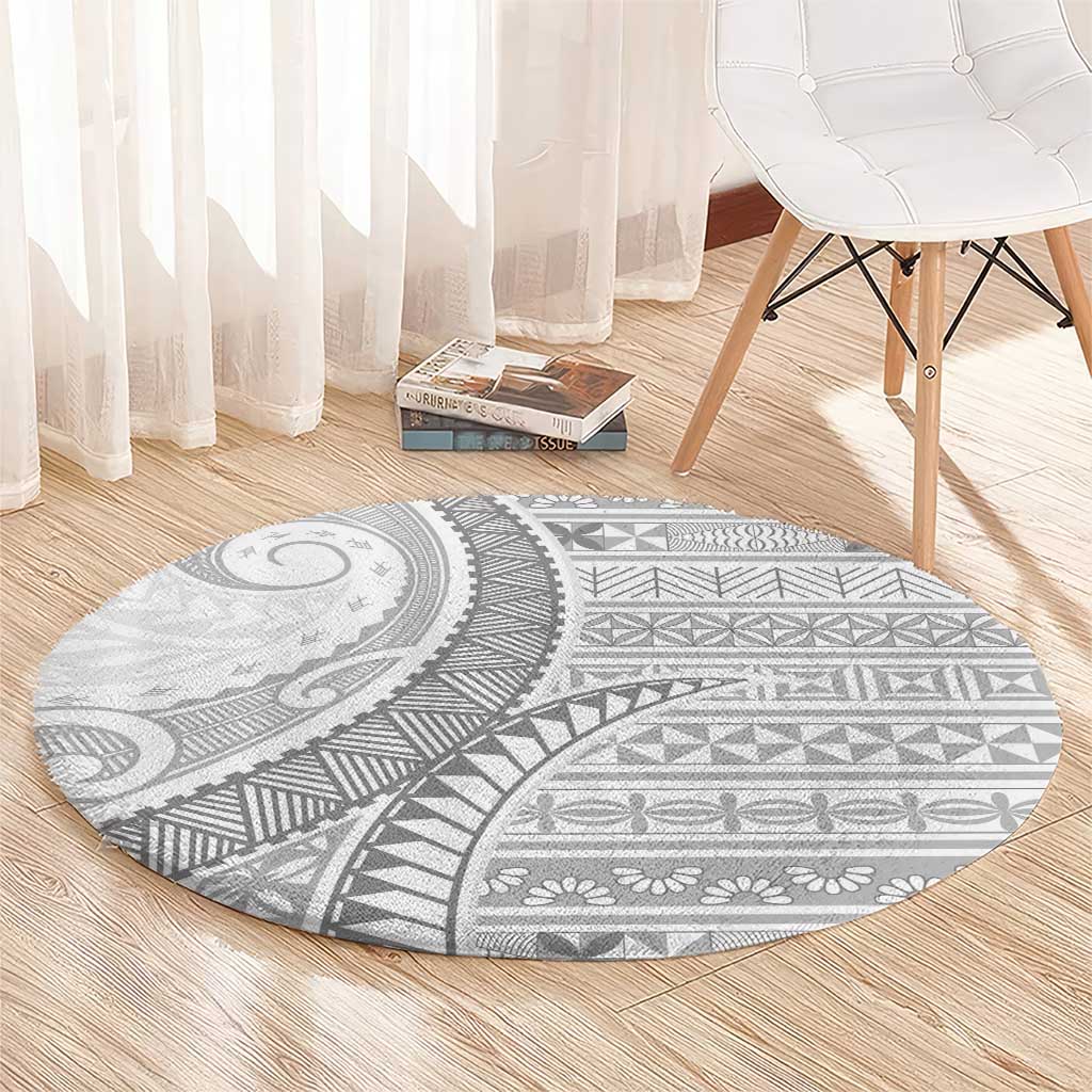 Tokelau White Sunday Round Carpet Lotu Tamaiti Ngatu Tokelau Feletoa Manulua LT9 - Polynesian Pride