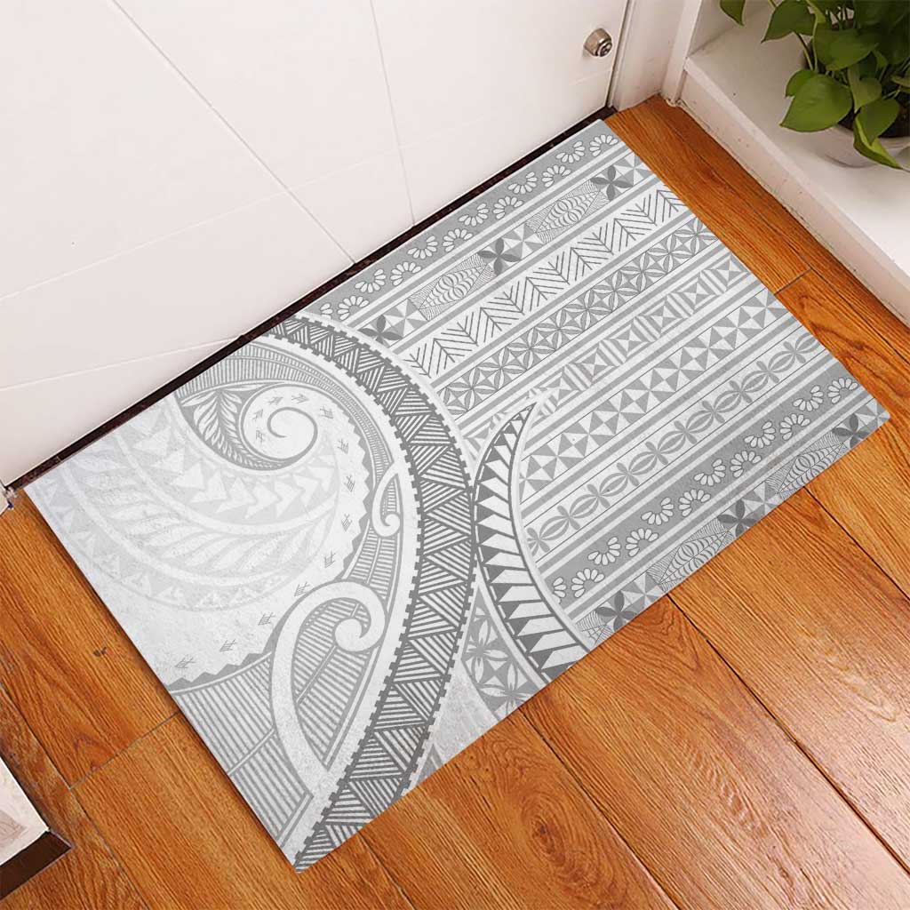 Tokelau White Sunday Rubber Doormat Lotu Tamaiti Ngatu Tokelau Feletoa Manulua LT9 - Polynesian Pride