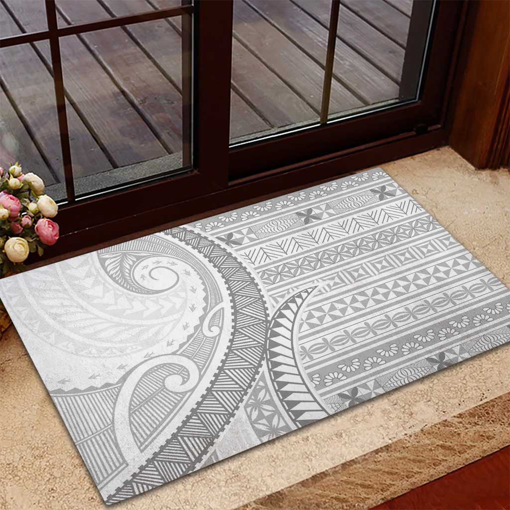 Tokelau White Sunday Rubber Doormat Lotu Tamaiti Ngatu Tokelau Feletoa Manulua LT9 - Polynesian Pride