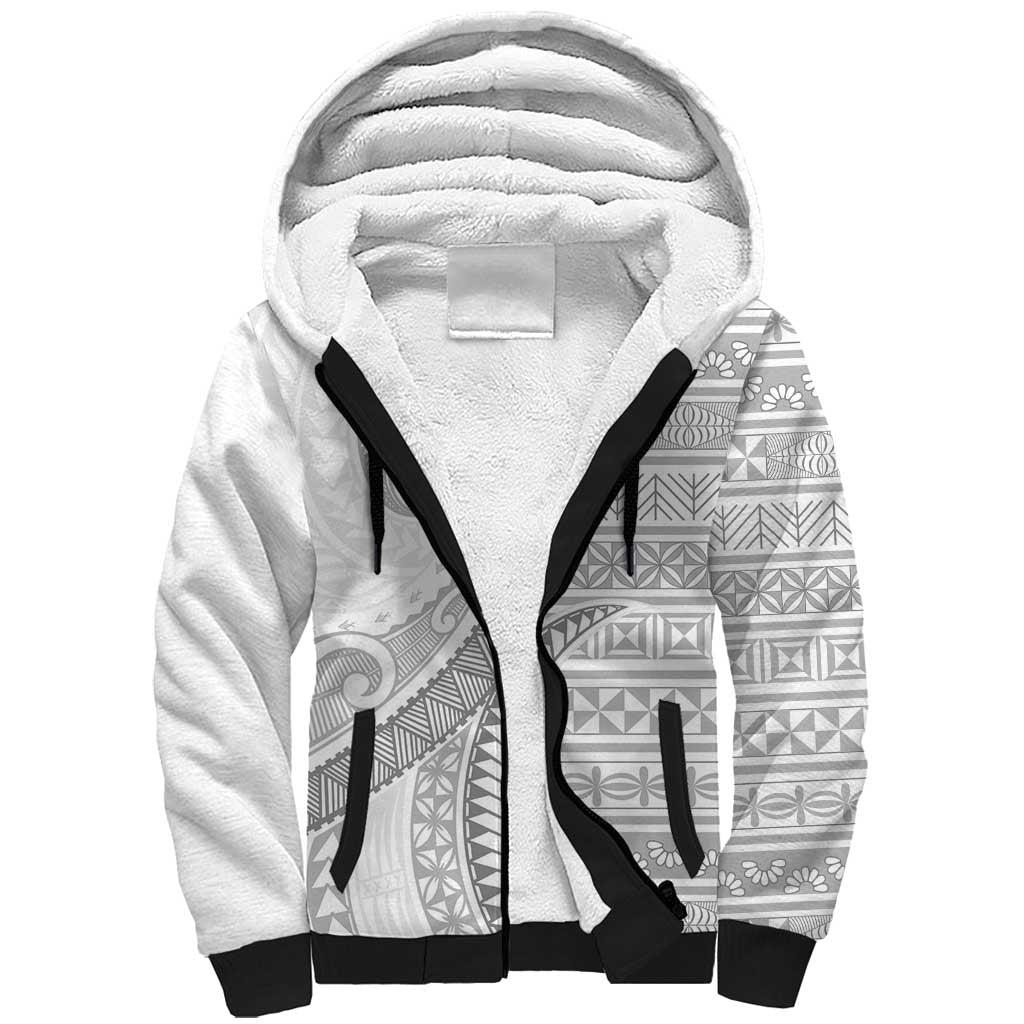 Tokelau White Sunday Sherpa Hoodie Lotu Tamaiti Ngatu Tokelau Feletoa Manulua LT9 Unisex White - Polynesian Pride