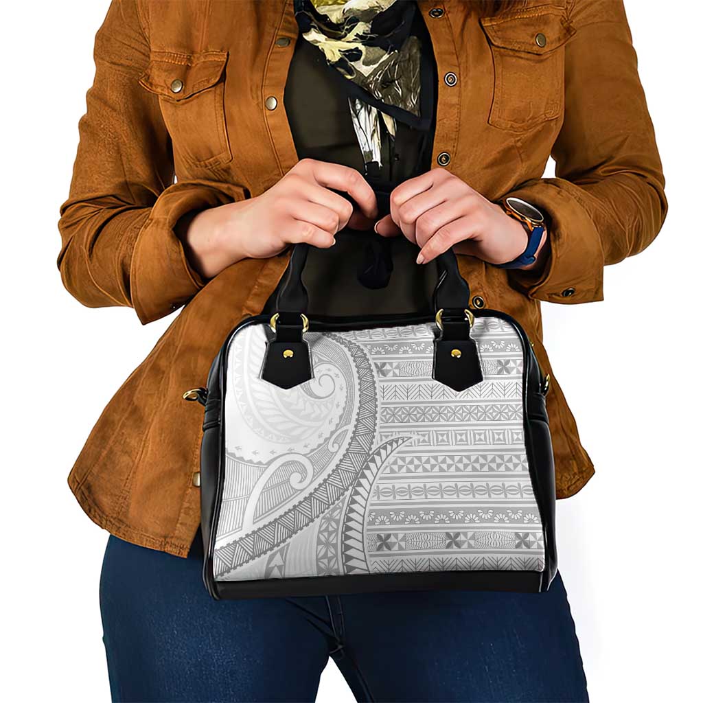 Tokelau White Sunday Shoulder Handbag Lotu Tamaiti Ngatu Tokelau Feletoa Manulua LT9 - Polynesian Pride