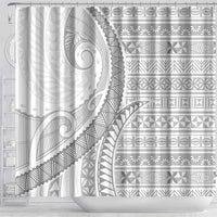 Tokelau White Sunday Shower Curtain Lotu Tamaiti Ngatu Tokelau Feletoa Manulua LT9 - Polynesian Pride