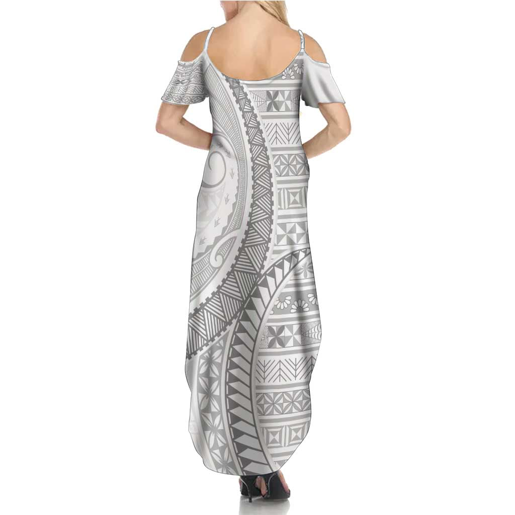 Tokelau White Sunday Summer Maxi Dress Lotu Tamaiti Ngatu Tokelau Feletoa Manulua LT9 - Polynesian Pride