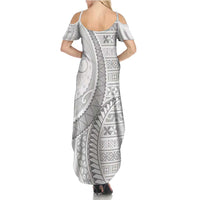 Tokelau White Sunday Summer Maxi Dress Lotu Tamaiti Ngatu Tokelau Feletoa Manulua LT9 - Polynesian Pride