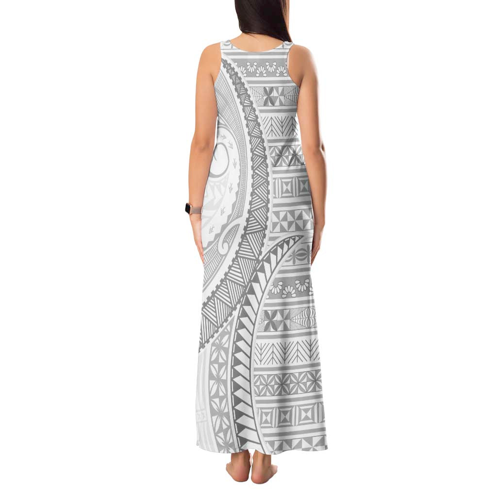 Tokelau White Sunday Tank Maxi Dress Lotu Tamaiti Ngatu Tokelau Feletoa Manulua LT9 - Polynesian Pride