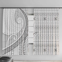 Tokelau White Sunday Window Curtain Lotu Tamaiti Ngatu Tokelau Feletoa Manulua LT9 With Hooks White - Polynesian Pride