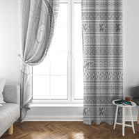 Tokelau White Sunday Window Curtain Lotu Tamaiti Ngatu Tokelau Feletoa Manulua LT9 - Polynesian Pride