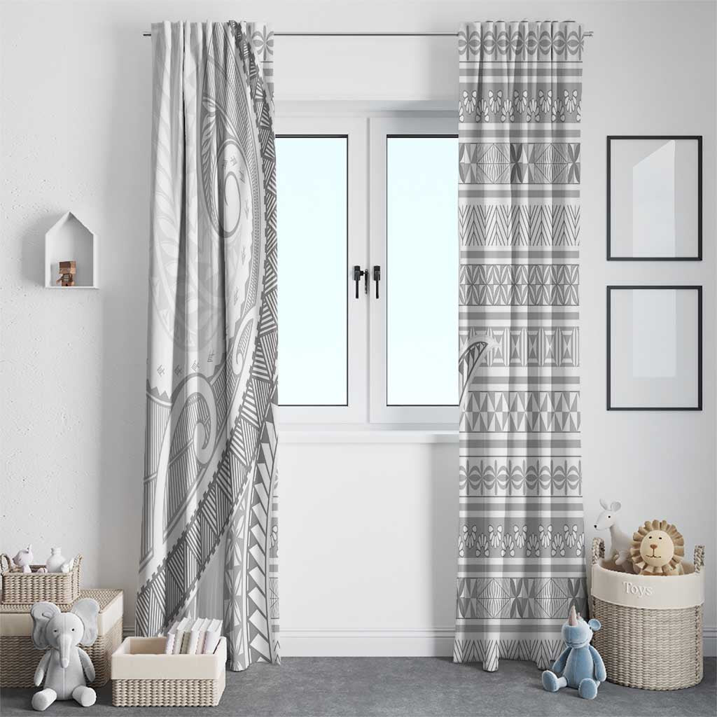 Tokelau White Sunday Window Curtain Lotu Tamaiti Ngatu Tokelau Feletoa Manulua LT9 - Polynesian Pride