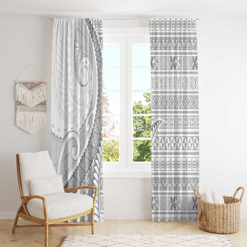 Tokelau White Sunday Window Curtain Lotu Tamaiti Ngatu Tokelau Feletoa Manulua LT9 - Polynesian Pride
