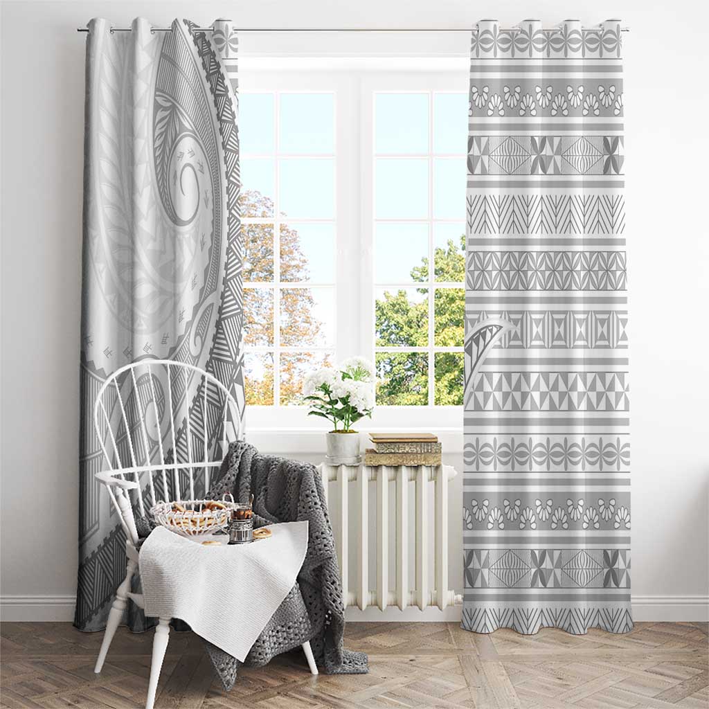 Tokelau White Sunday Window Curtain Lotu Tamaiti Ngatu Tokelau Feletoa Manulua LT9 - Polynesian Pride
