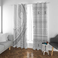 Tokelau White Sunday Window Curtain Lotu Tamaiti Ngatu Tokelau Feletoa Manulua LT9 With Grommets White - Polynesian Pride
