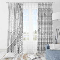 Tokelau White Sunday Window Curtain Lotu Tamaiti Ngatu Tokelau Feletoa Manulua LT9 - Polynesian Pride