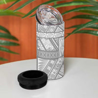 Tonga White Sunday 4 in 1 Can Cooler Tumbler Lotu Tamaiti Ngatu Tribal LT9 - Polynesian Pride