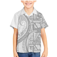 Tonga White Sunday Family Matching Mermaid Dress and Hawaiian Shirt Lotu Tamaiti Ngatu Tribal LT9 Son's Shirt White - Polynesian Pride