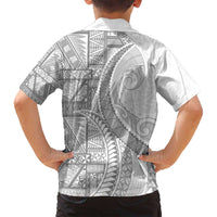 Tonga White Sunday Family Matching Off Shoulder Short Dress and Hawaiian Shirt Lotu Tamaiti Ngatu Tribal LT9 - Polynesian Pride