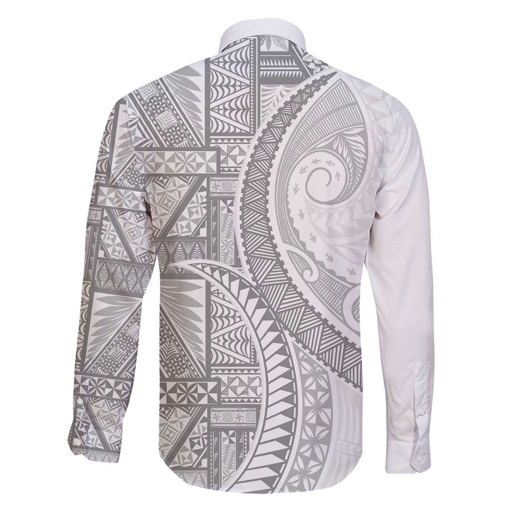 Tonga White Sunday Family Matching Off Shoulder Short Dress and Hawaiian Shirt Lotu Tamaiti Ngatu Tribal LT9 - Polynesian Pride