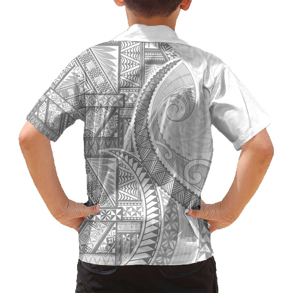 Tonga White Sunday Family Matching Puletasi and Hawaiian Shirt Lotu Tamaiti Ngatu Tribal LT9 - Polynesian Pride