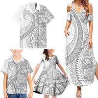 Tonga White Sunday Family Matching Summer Maxi Dress and Hawaiian Shirt Lotu Tamaiti Ngatu Tribal LT9 - Polynesian Pride