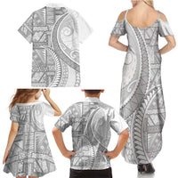 Tonga White Sunday Family Matching Summer Maxi Dress and Hawaiian Shirt Lotu Tamaiti Ngatu Tribal LT9 - Polynesian Pride