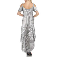 Tonga White Sunday Family Matching Summer Maxi Dress and Hawaiian Shirt Lotu Tamaiti Ngatu Tribal LT9 - Polynesian Pride
