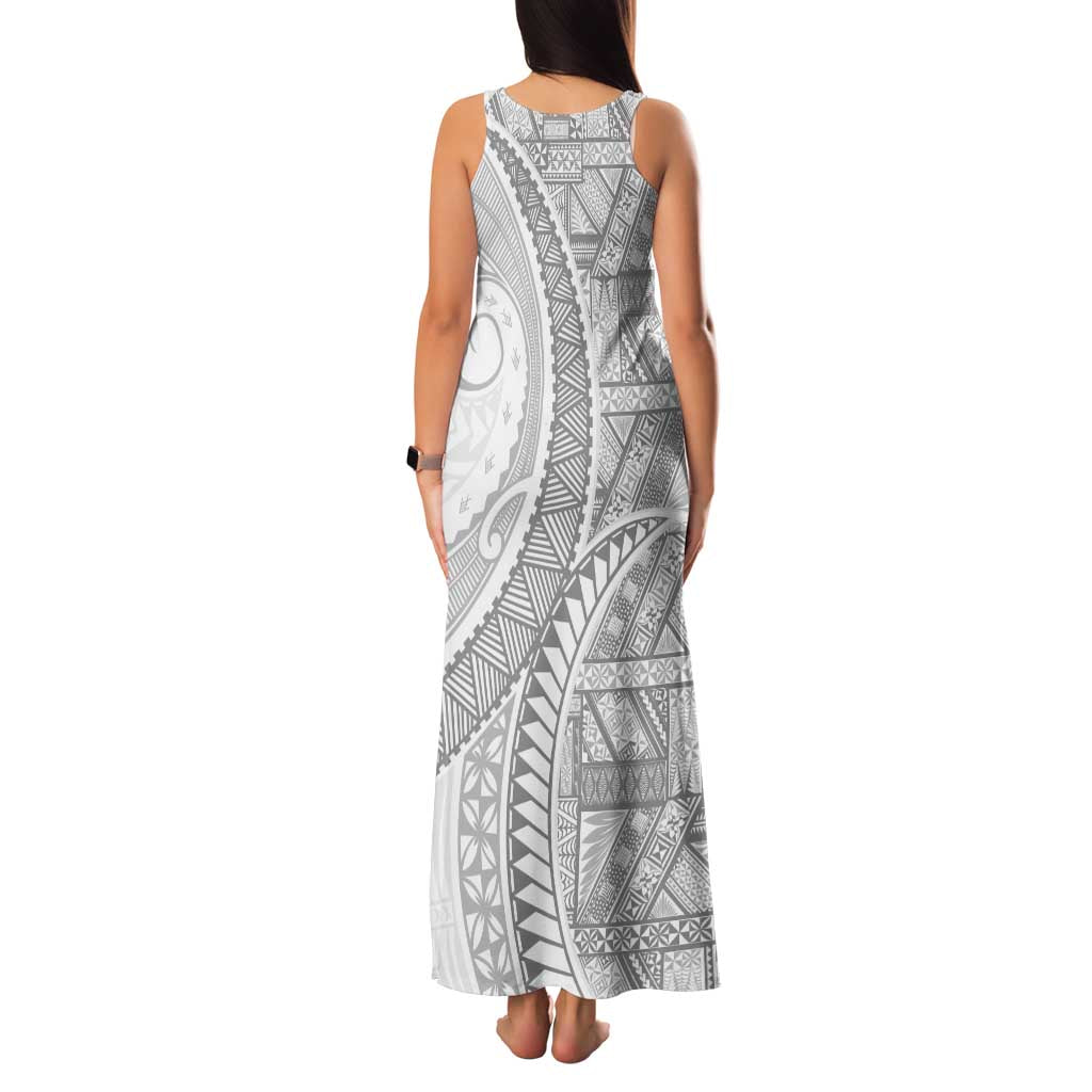 Tonga White Sunday Family Matching Tank Maxi Dress and Hawaiian Shirt Lotu Tamaiti Ngatu Tribal LT9 - Polynesian Pride