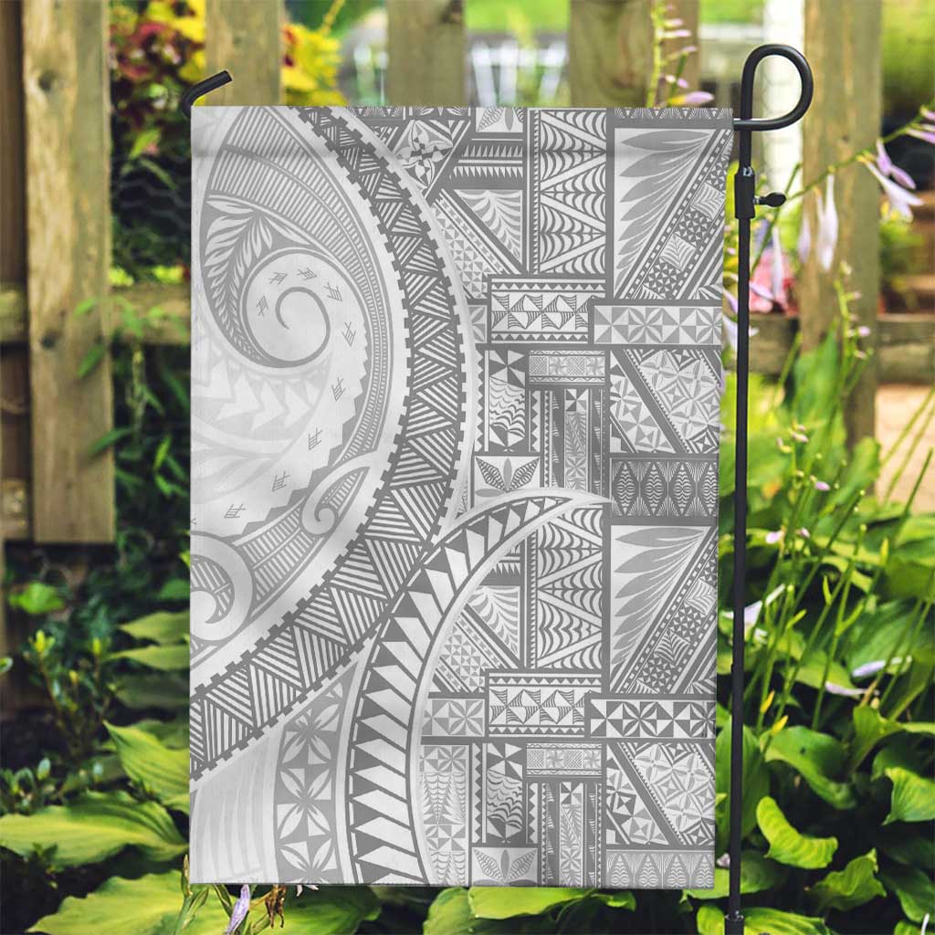 Tonga White Sunday Garden Flag Lotu Tamaiti Ngatu Tribal - Polynesian Pride