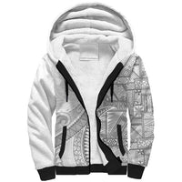 Tonga White Sunday Sherpa Hoodie Lotu Tamaiti Ngatu Tribal LT9 Unisex White - Polynesian Pride