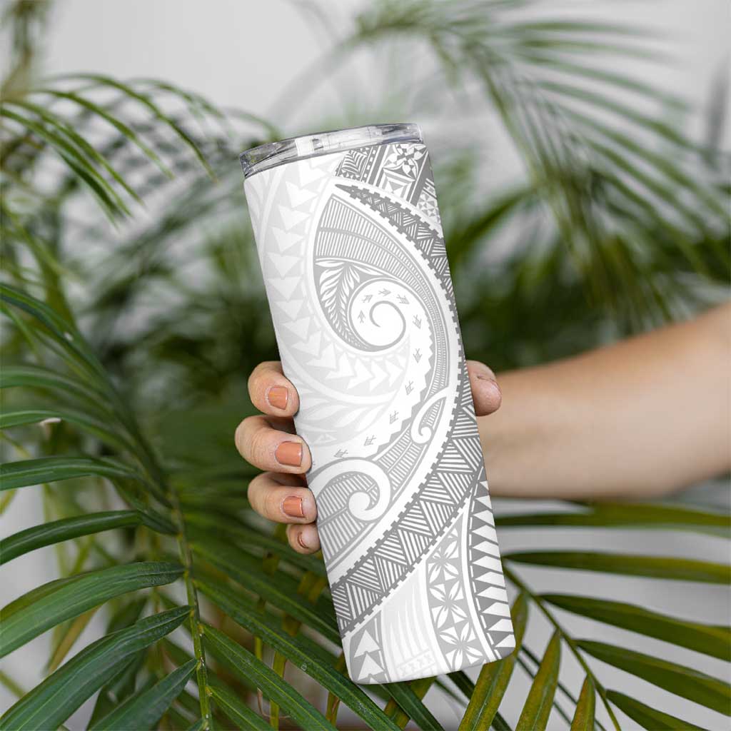 Tonga White Sunday Skinny Tumbler Lotu Tamaiti Ngatu Tribal LT9 - Polynesian Pride