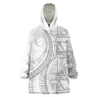 Tonga White Sunday Wearable Blanket Hoodie Lotu Tamaiti Ngatu Tribal LT9 One Size White - Polynesian Pride