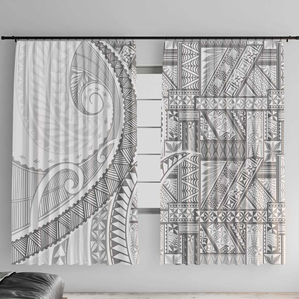 Tonga White Sunday Window Curtain Lotu Tamaiti Ngatu Tribal - Polynesian Pride