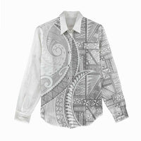 Tonga White Sunday Women Casual Shirt Lotu Tamaiti Ngatu Tribal LT9 - Polynesian Pride