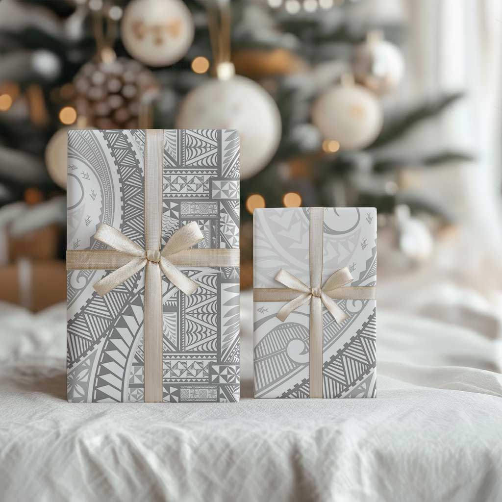 Tonga White Sunday Wrapping Paper Lotu Tamaiti Ngatu Tribal - Polynesian Pride