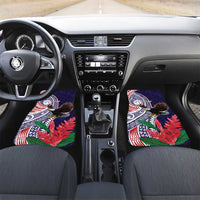 American Samoa Bald Eagle Personalized Car Mats Polynesian Teuila Flowers - Polynesian Pride