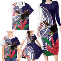 American Samoa Bald Eagle Personalized Family Matching Long Sleeve Bodycon Dress and Hawaiian Shirt Polynesian Teuila Flowers LT9 - Polynesian Pride