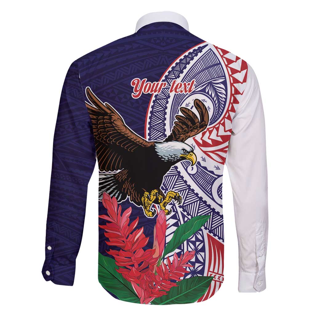 American Samoa Bald Eagle Personalized Family Matching Long Sleeve Bodycon Dress and Hawaiian Shirt Polynesian Teuila Flowers LT9 - Polynesian Pride