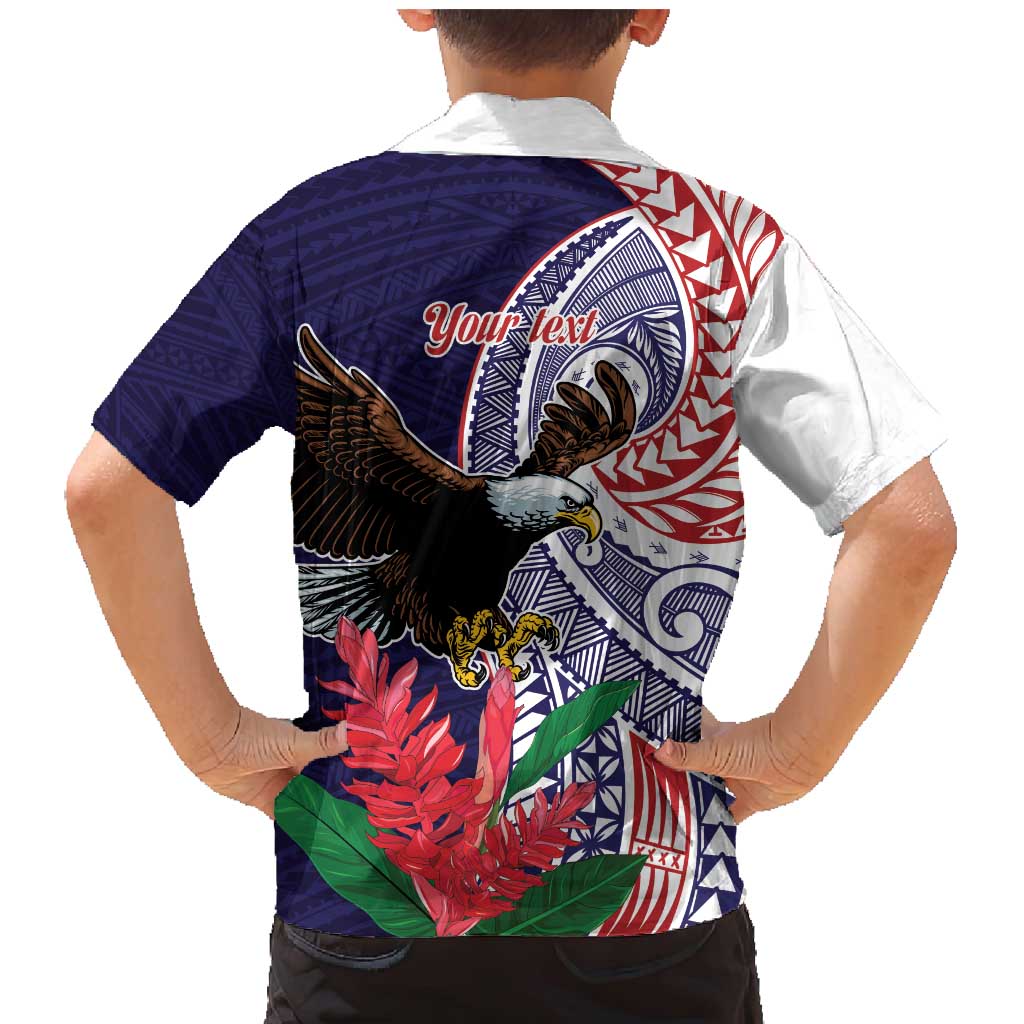 American Samoa Bald Eagle Personalized Family Matching Mermaid Dress and Hawaiian Shirt Polynesian Teuila Flowers LT9 - Polynesian Pride