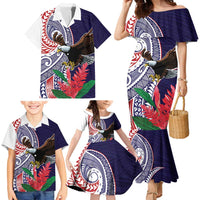 American Samoa Bald Eagle Personalized Family Matching Mermaid Dress and Hawaiian Shirt Polynesian Teuila Flowers LT9 - Polynesian Pride