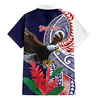 American Samoa Bald Eagle Personalized Family Matching Mermaid Dress and Hawaiian Shirt Polynesian Teuila Flowers LT9 - Polynesian Pride