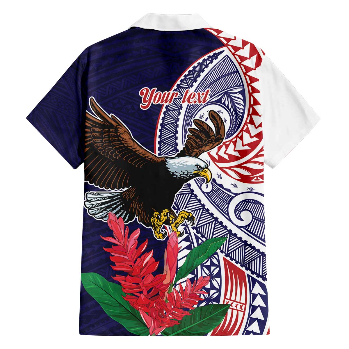 American Samoa Bald Eagle Personalized Family Matching Off The Shoulder Long Sleeve Dress and Hawaiian Shirt Polynesian Teuila Flowers LT9 - Polynesian Pride