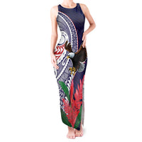 American Samoa Bald Eagle Personalized Tank Maxi Dress Polynesian Teuila Flowers - Polynesian Pride