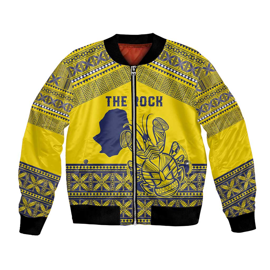 Niue Crab Personalised Bomber Jacket Niuean Hiapo Pattern LT9 Unisex Gold - Polynesian Pride