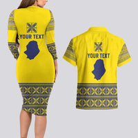 Niue Crab Personalised Couples Matching Long Sleeve Bodycon Dress and Hawaiian Shirt Niuean Hiapo Pattern LT9 - Polynesian Pride