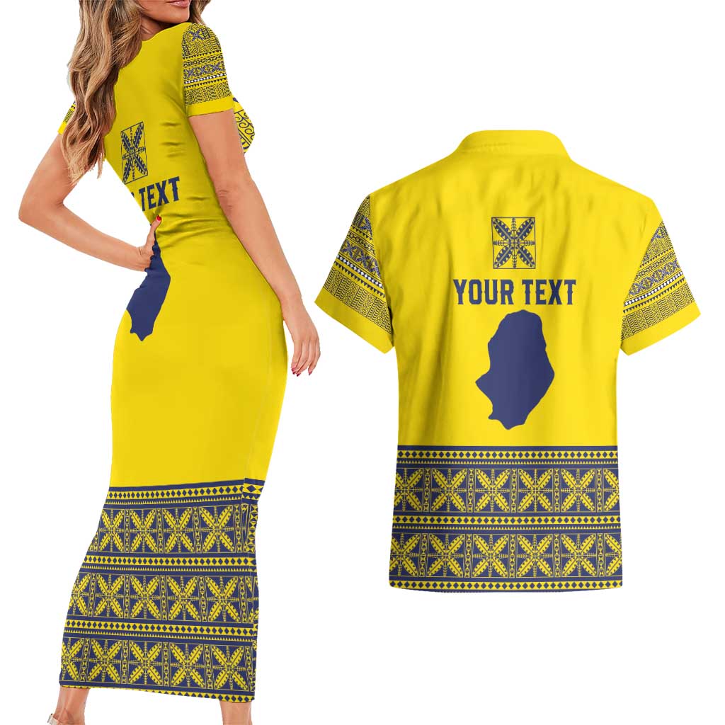 Niue Crab Personalised Couples Matching Short Sleeve Bodycon Dress and Hawaiian Shirt Niuean Hiapo Pattern LT9 - Polynesian Pride