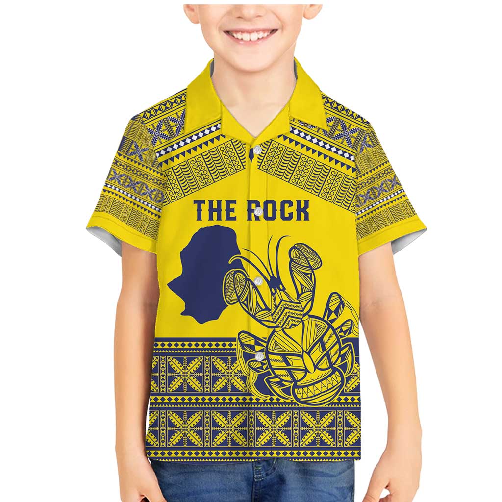 Niue Crab Personalised Family Matching Mermaid Dress and Hawaiian Shirt Niuean Hiapo Pattern LT9 Son's Shirt Gold - Polynesian Pride