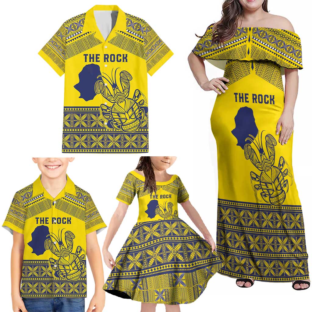 Niue Crab Personalised Family Matching Off Shoulder Maxi Dress and Hawaiian Shirt Niuean Hiapo Pattern LT9 - Polynesian Pride