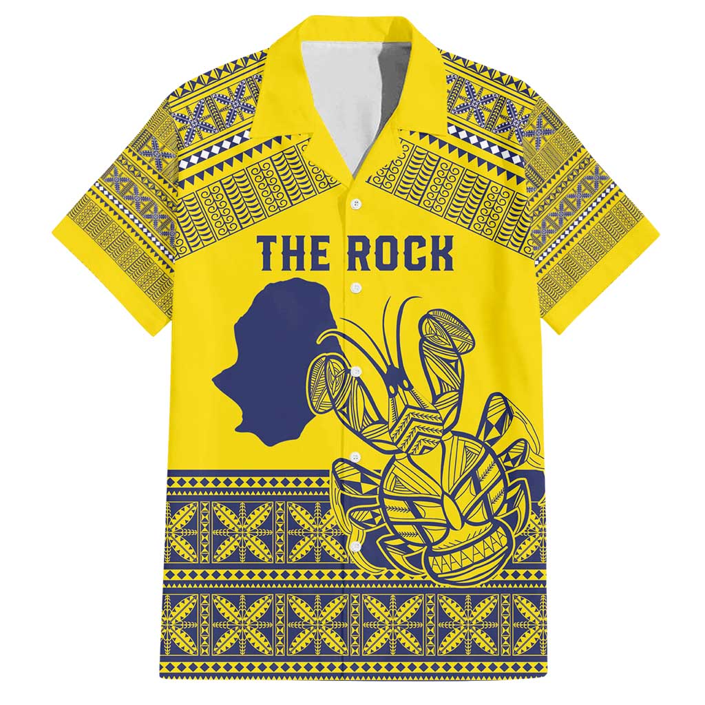 Niue Crab Personalised Family Matching Off Shoulder Maxi Dress and Hawaiian Shirt Niuean Hiapo Pattern LT9 Dad's Shirt - Short Sleeve Gold - Polynesian Pride