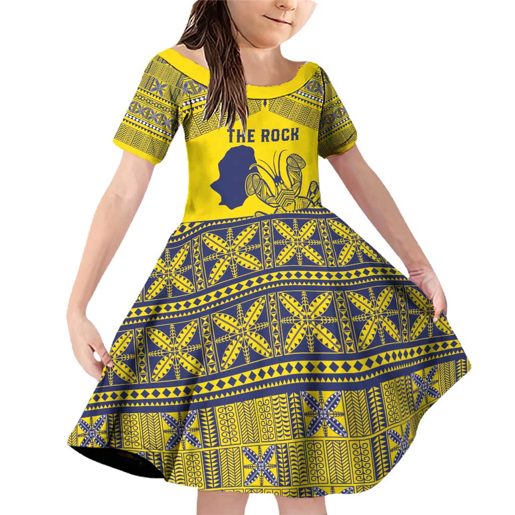 Niue Crab Personalised Family Matching Off Shoulder Short Dress and Hawaiian Shirt Niuean Hiapo Pattern LT9 Daughter's Dress Gold - Polynesian Pride