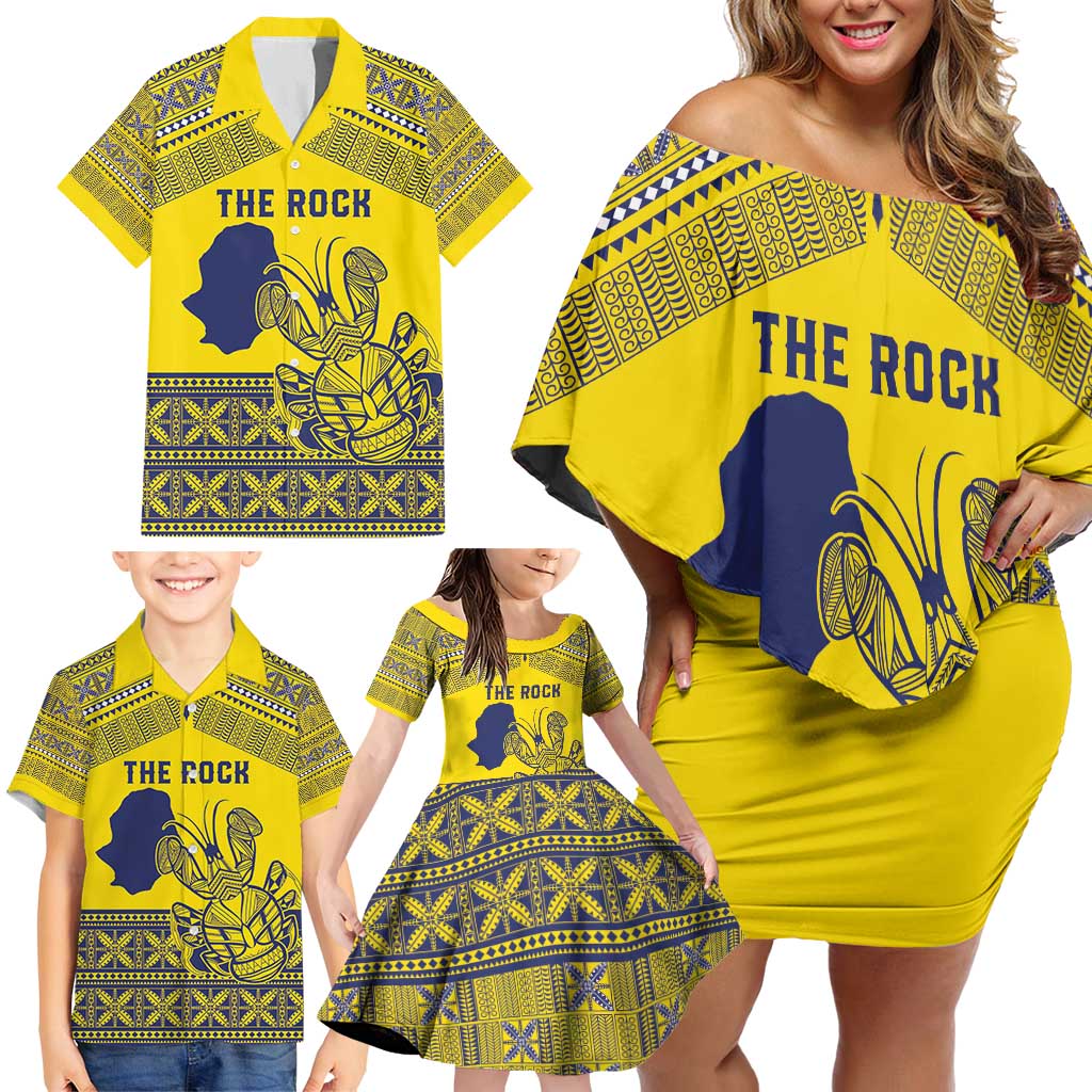 Niue Crab Personalised Family Matching Off Shoulder Short Dress and Hawaiian Shirt Niuean Hiapo Pattern LT9 - Polynesian Pride