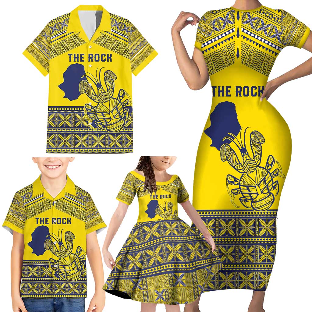 Niue Crab Personalised Family Matching Short Sleeve Bodycon Dress and Hawaiian Shirt Niuean Hiapo Pattern LT9 - Polynesian Pride